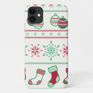 Funda Para iPhone 11 Ornamentos de Navidad, copos de nieve y medias