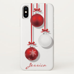 Funda Para iPhone X Ornamentos de Navidad rojos y blancos Fiesta de Ba