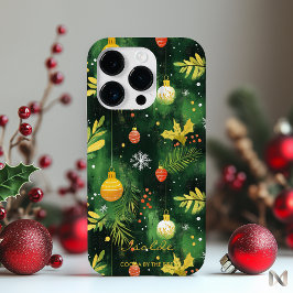 Funda Para iPhone 14 Pro De Case-Mate Ornamentos de Navidad Verde Personalizados