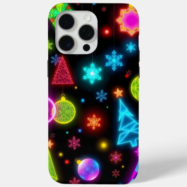 Funda De Case-Mate Para iPhone ornamentos neones de Navidad (Reverso )