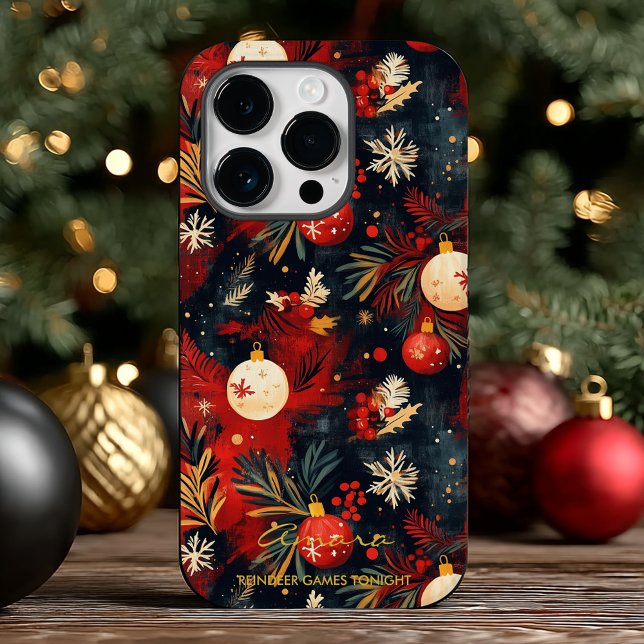 Funda De Case-Mate Para iPhone Ornamentos y pinos navideños personalizados (Subido por el creador)