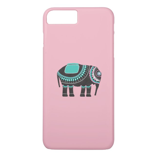 Funda De Case-Mate Para iPhone Ornate Black Elephant Art, Cute Rosa (Reverso)