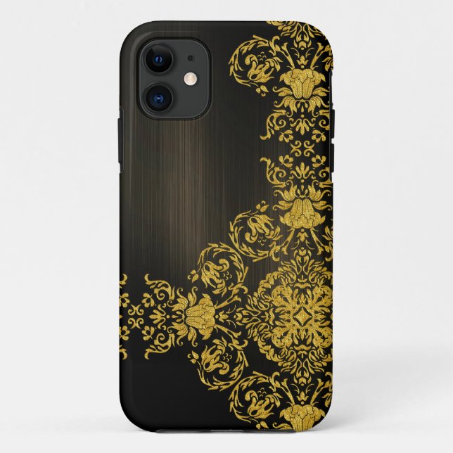 Funda De Case-Mate Para iPhone Ornate Damask de oro (Reverso)