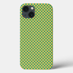 Funda Para iPhone 13 Oro amarillo con puntos de Saylor del Polka verde
