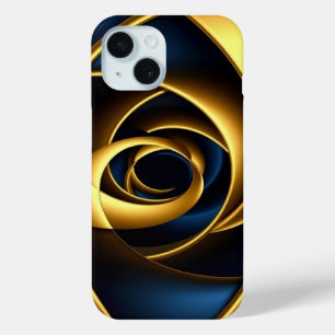 Funda Para iPhone 15 oro azul espiral abstracto patrón de vórtice lujo