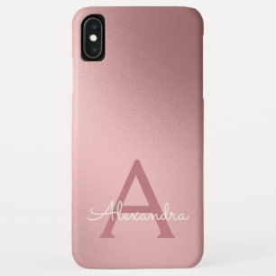 Funda Para iPhone XS Max Oro color de rosa - monograma moderno rosado de