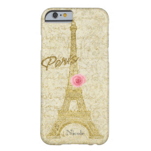 Funda Barely There Para iPhone 6 Oro de la torre Eiffel de París y caja atractiva