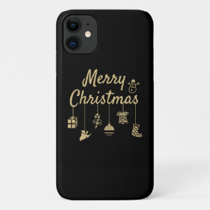 Funda Para iPhone 11 Oro de Ornamentos de Feliz Navidad