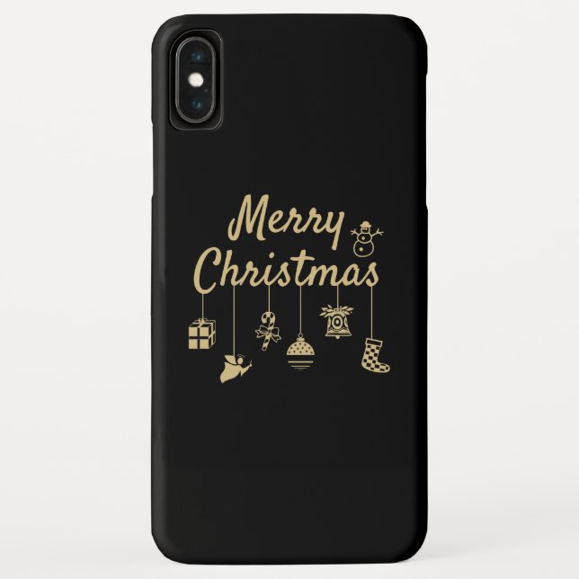 Funda De Case-Mate Para iPhone Oro de Ornamentos de Feliz Navidad (Reverso)