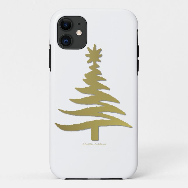 Funda De Case-Mate Para iPhone Oro del patrón del árbol de Navidad (Reverso)