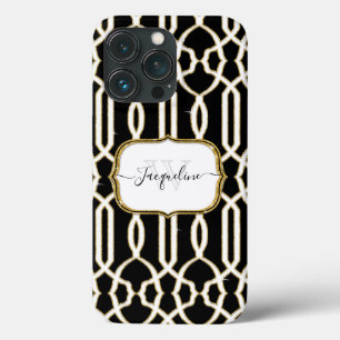 Funda Para iPhone 13 Pro Oro dorado elegante Girly Script nombre Blanco neg