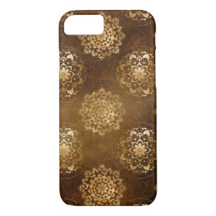 Funda Para iPhone 8/7 Oro elegante y mandala negra del indio del Relieve