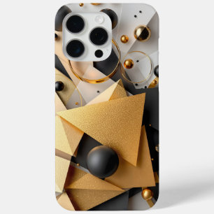 Funda Para iPhone 15 Pro Max Oro geométrico y elegancia negra
