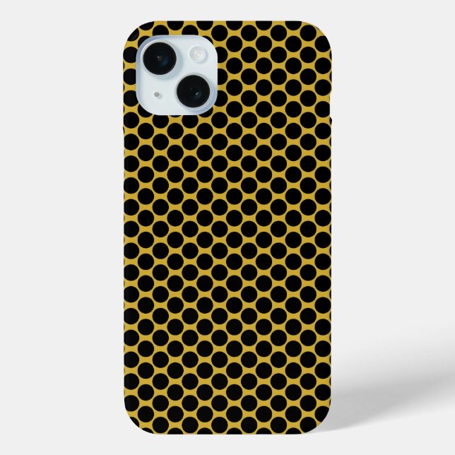 Funda De Case-Mate Para iPhone Oro metálico con estilo de punto negro (Reverso )