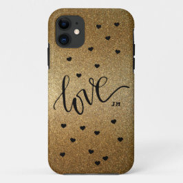 Funda Para iPhone 11 Oro monograma con amor