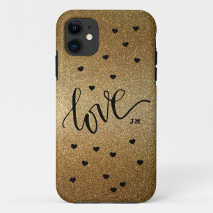 Funda Para iPhone 11 Oro monograma con amor