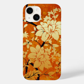 Funda Para iPhone 14 De Case-Mate Oro naranja y estilo oriental floral negro