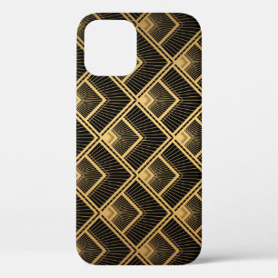 Funda Para iPhone 12 Oro negro Art Deco: geométrico