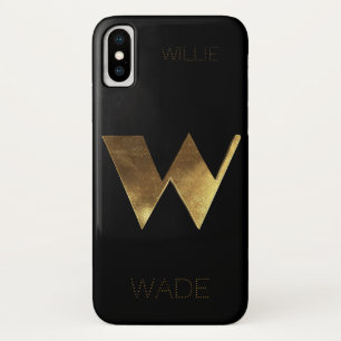 Funda Para iPhone X Oro negro con monograma de la inicial W del