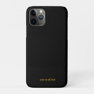 Funda Para iPhone 11 Pro Oro Negro Moderno Chic Letra Monograma Nombre