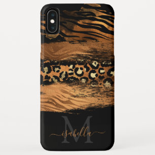 Funda Para iPhone XS Max Oro Negro Monogramado con Letra en Cobre