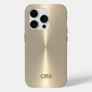 Funda Para iPhone 15 Pro Oro Pálido MetálicoTextura Acabado en Acero Inoxid