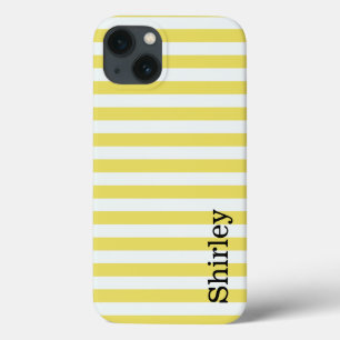 Funda Para iPhone 13 Oro pálido y franjas blancas por Shirley Taylor