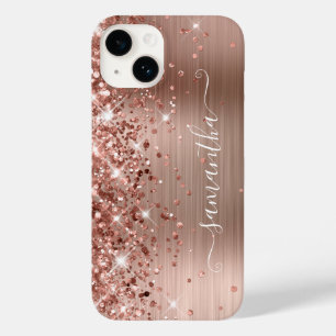 Funda Para iPhone 14 De Case-Mate Oro Rosa Brillante Glam Moderno Femenino Firma