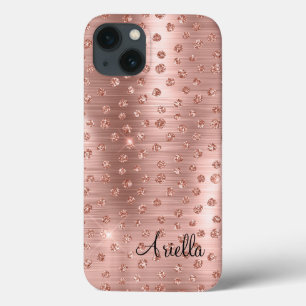 Funda Para iPhone 13 Oro Rosa Brillo Brillante Glam