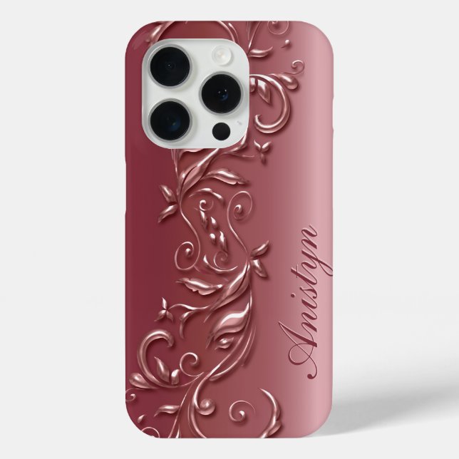 Funda De Case-Mate Para iPhone Oro Rosa floral - Personalizado (Reverso )