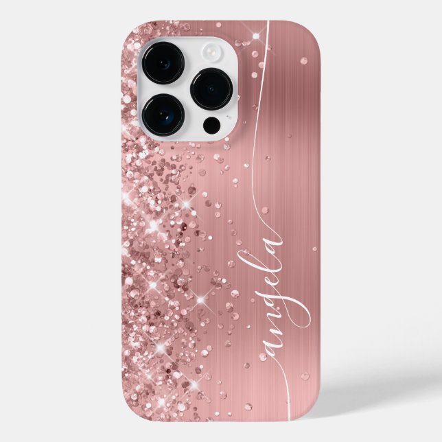 Funda De Case-Mate Para iPhone Oro Rosa Glitter Brillante Firma (Reverso )