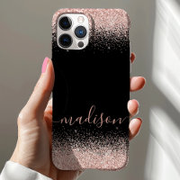Oro Rosa Glitter Confeti Negro Personalizado