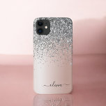 Funda Para iPhone 11 Oro Rosa - Monograma Purpurina Rubor rosado platea<br><div class="desc">Oro Rosa - Relieve metalizado Rubor Rosa y Plata Faux Espuma metálica y Purpurina de goteo cepillado Nombre Metalizado Monograma y teléfono inicial. Esto hace que el dulce perfecto cumpleaños 16, boda, ducha de novia, aniversario, ducha de bebé o fiesta de soltera sea regalo para alguien que ama el lujo...</div>