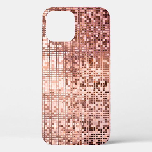 Funda De Case-Mate Para iPhone oro Rosa: mosaicos cuadrados. (Reverso )