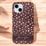 Funda Para iPhone XR Oro rosa rosa - Patrón de puntos de polka de Borgo<br><div class="desc">Rubor Pink - Rosa Gold Faux Relieve metalizado y fondo de color de agua de Borgoña con estuche de teléfono inteligente con patrón de punto de polka dibujado a mano que puede añadir su nombre - monograma a. Por favor, póngase en contacto con el diseñador si desea obtener más elementos...</div>