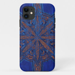 Funda Para iPhone 11 Oro tribal detallado del símbolo del caos en azul