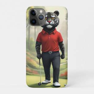Funda Para iPhone 11 Pro "¡Oro! Un tigre negro jugando golf en el bosque"