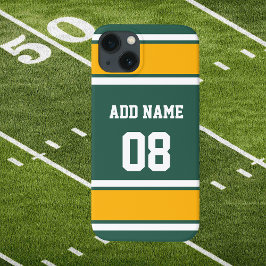 Funda Para iPhone 13 Oro verde oscuro y franja deportiva blanca