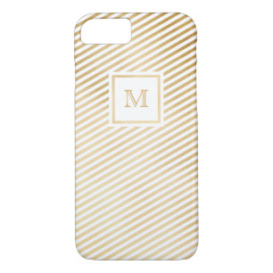 Funda Para iPhone 8/7 Oro y caja rayada blanca del teléfono