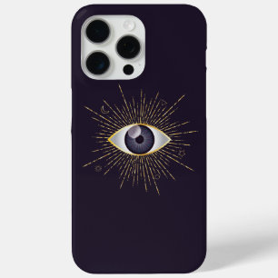 Funda Para iPhone 15 Pro Max Oro y Mística Violeta Ojo Místico Nazar Mati