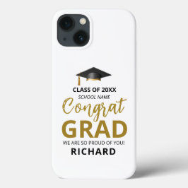 Funda Para iPhone 13 Oro y Negro | Regalo personalizado de graduación m