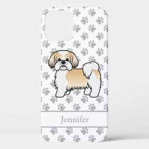 Funda Para iPhone 12 Pro Oro Y Nombre De La Caricatura Shih Tzu