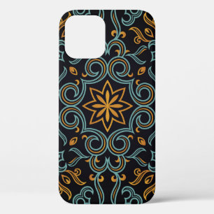 Funda Para iPhone 12 Oro y patrón azul inmaculados con arte o