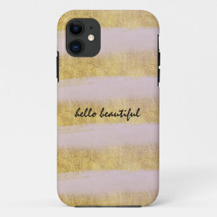 Funda Para iPhone 11 Oro y rayas rosadas