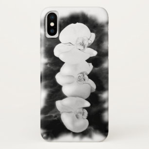 Funda Para iPhone X Orquídea blanca negra pintando flores tropicales