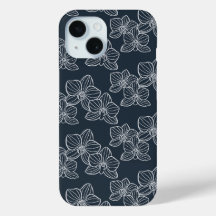 Orquídea lineal | Elegante botánico azul marino