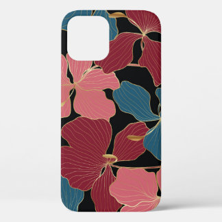 Funda Para iPhone 12 Orquídeas de oro, elegantes líneas florales de art