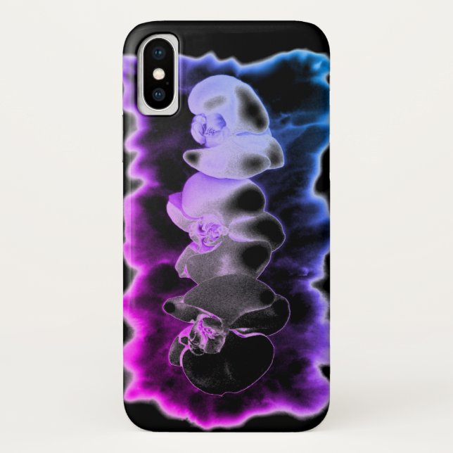 Funda De Case-Mate Para iPhone Orquídeas moradas y azules (Reverso)