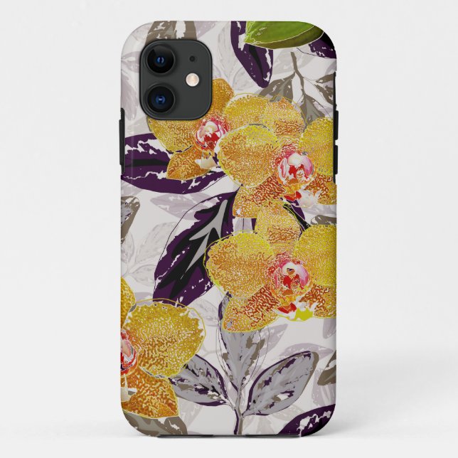 Funda De Case-Mate Para iPhone orquídeas naranjas amarillas. (Reverso)