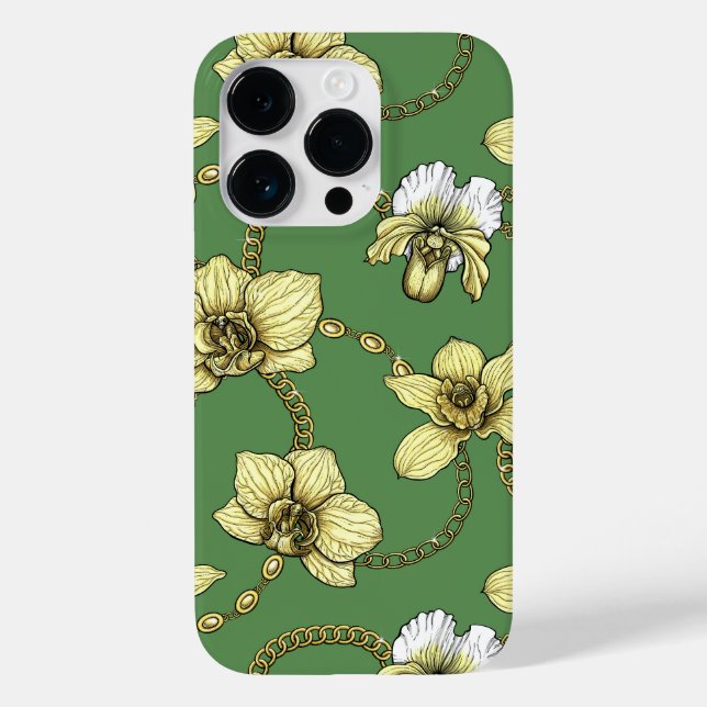 Funda De Case-Mate Para iPhone Orquídeas y cadenas, amarillas y kellanas (Reverso )